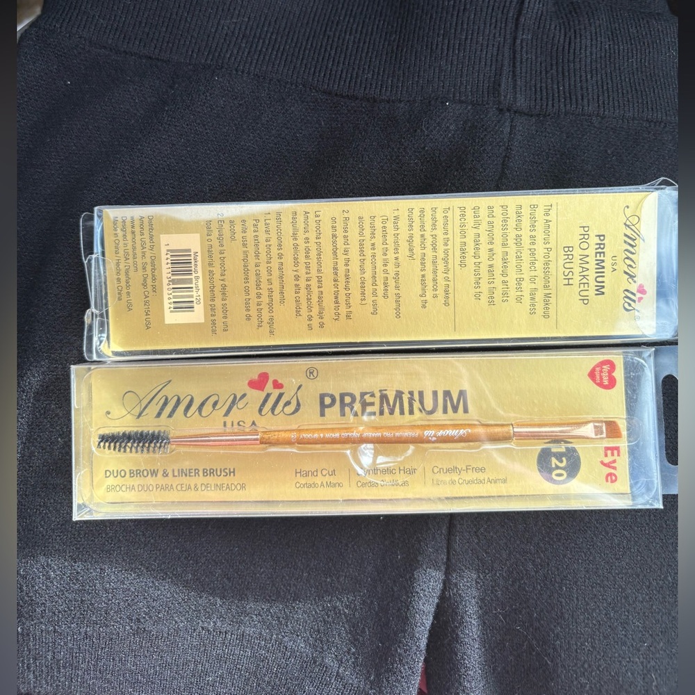 AMO Premium Duo Brow Brush with Gold Handle